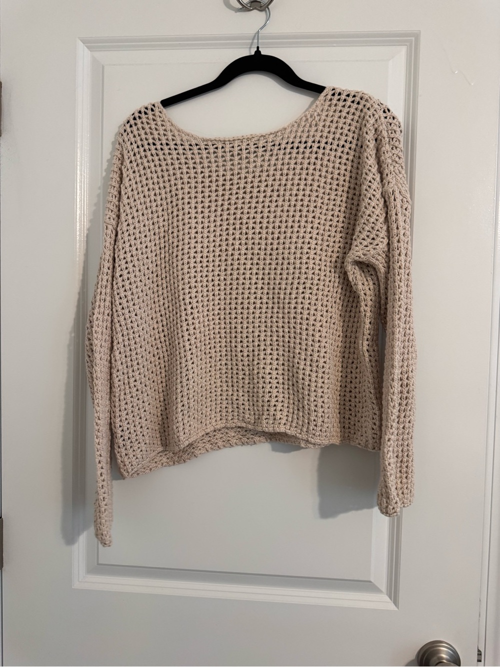 525 America Open-Knit Scoop Neck Pullover in Cream